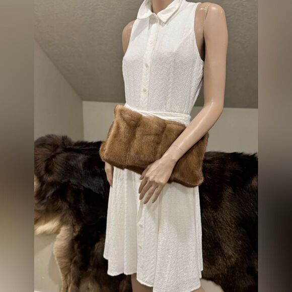 Natural Mink Fur Soft Slouchy Bag/Shoulder Bag/Crossbody & Fur Flower Bag Charm - Picture 6 of 16